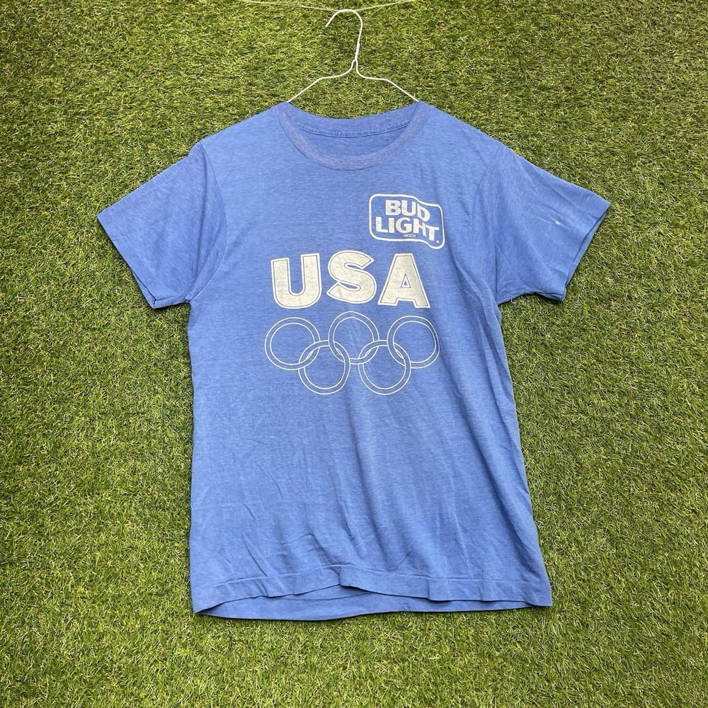 Vintage Bud Light Shirt Mens Small Signed Olympic Busch Stadium Single Stitch